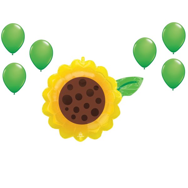 Loonballoon Flower Day Theme Balloon Set, 19 inch SUNFLOWER, 6x latex 43174-01-A-P